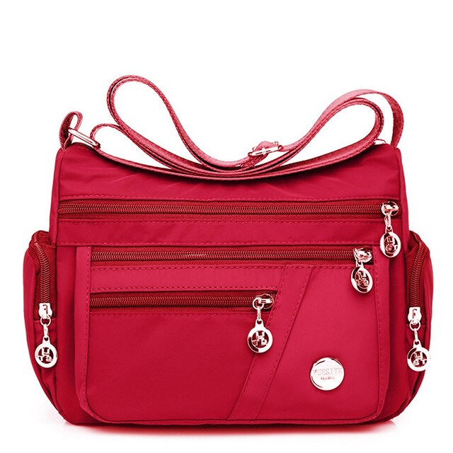 Women Shoulder Messenger Bag Waterproof Nylon Oxford Crossbody Bag Handbags Large Capacity Travel Bags Purse Wallet: Red