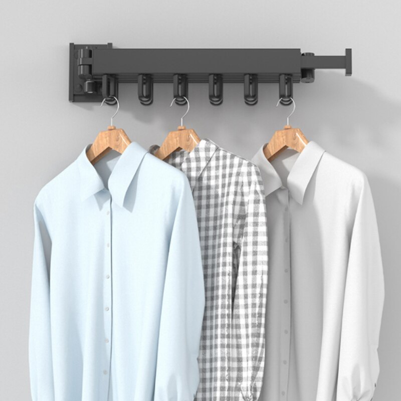 Retractable Clothes Rack Hanger Wall Mounted Foldable Indoor And Outdoor Aluminum Home Laundry Save Space Clothesline