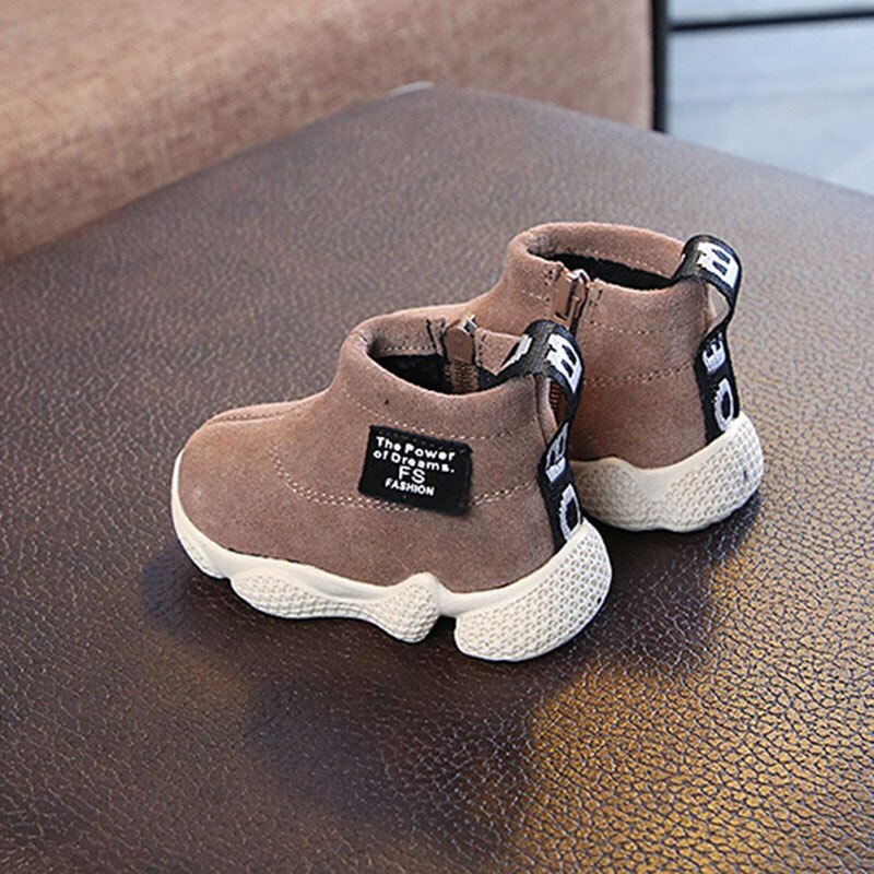 COZULMA – bottines en daim pour enfants, chaussures hautes avec fermeture éclair latérale, taille 15 à 25, collection automne et hiver