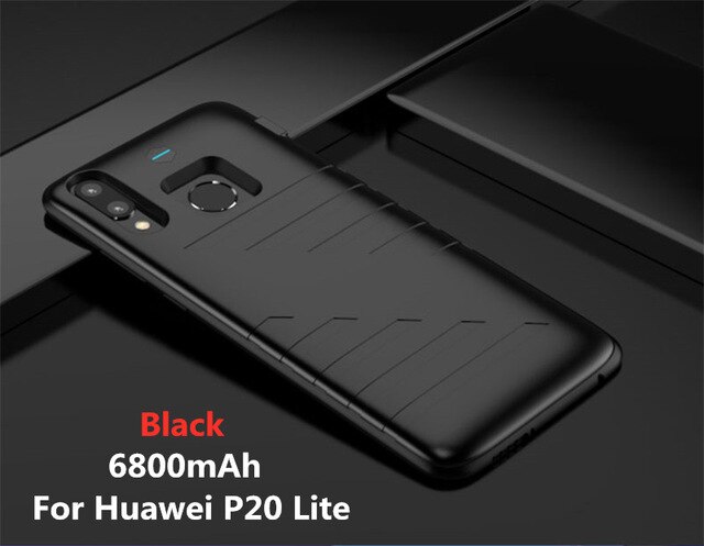 Portable Battery Charging Case for Huawei P20 Lite External Power Bank Battery Charger Cases for Huawei P20 Lite Battery Case: Black For P20 Lite