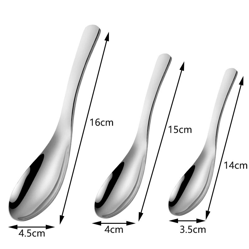 Stainless Steel Chinese Soup Spoons Home Kitchen Deepen Large Capacity Silver Mirror Polished Flatware for Soup Rice Tableware