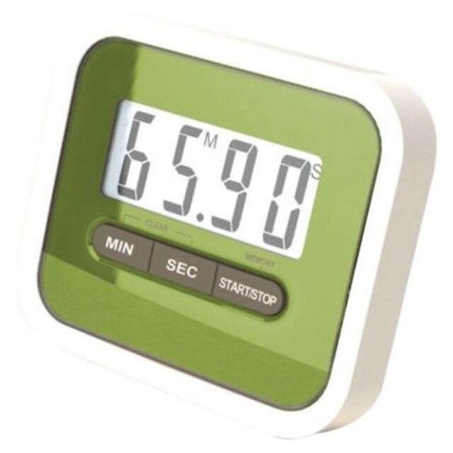 1PC Practical Use Digital Large LCD Display Home Kitchen Timer Electronic Kitchen Cooking Timer Stopwatch Red Black: green