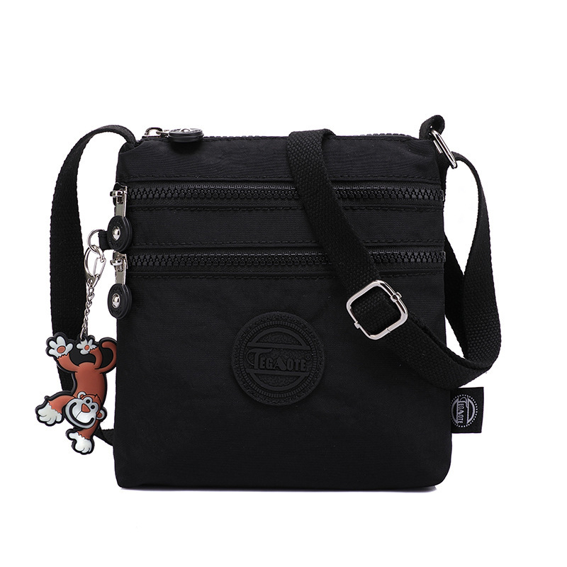 Bolso de hombro para mujer, bolso informal ligero de nailon resistente al agua, bolso de mensajero versátil a la , bolso cruzado pequeño de lona para hombre: Negro