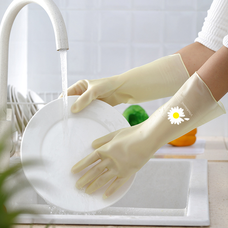 Guantes de látex y goma para lavar platos para mujer, manoplas de limpieza duraderas para el hogar, herramientas para el lavavajillas