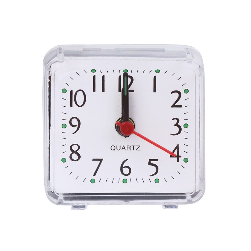 Mini Square Quartz Beep Alarm Clock Plastic Desk Table Travel Trip Portable White/Green/Blue/Pink: white