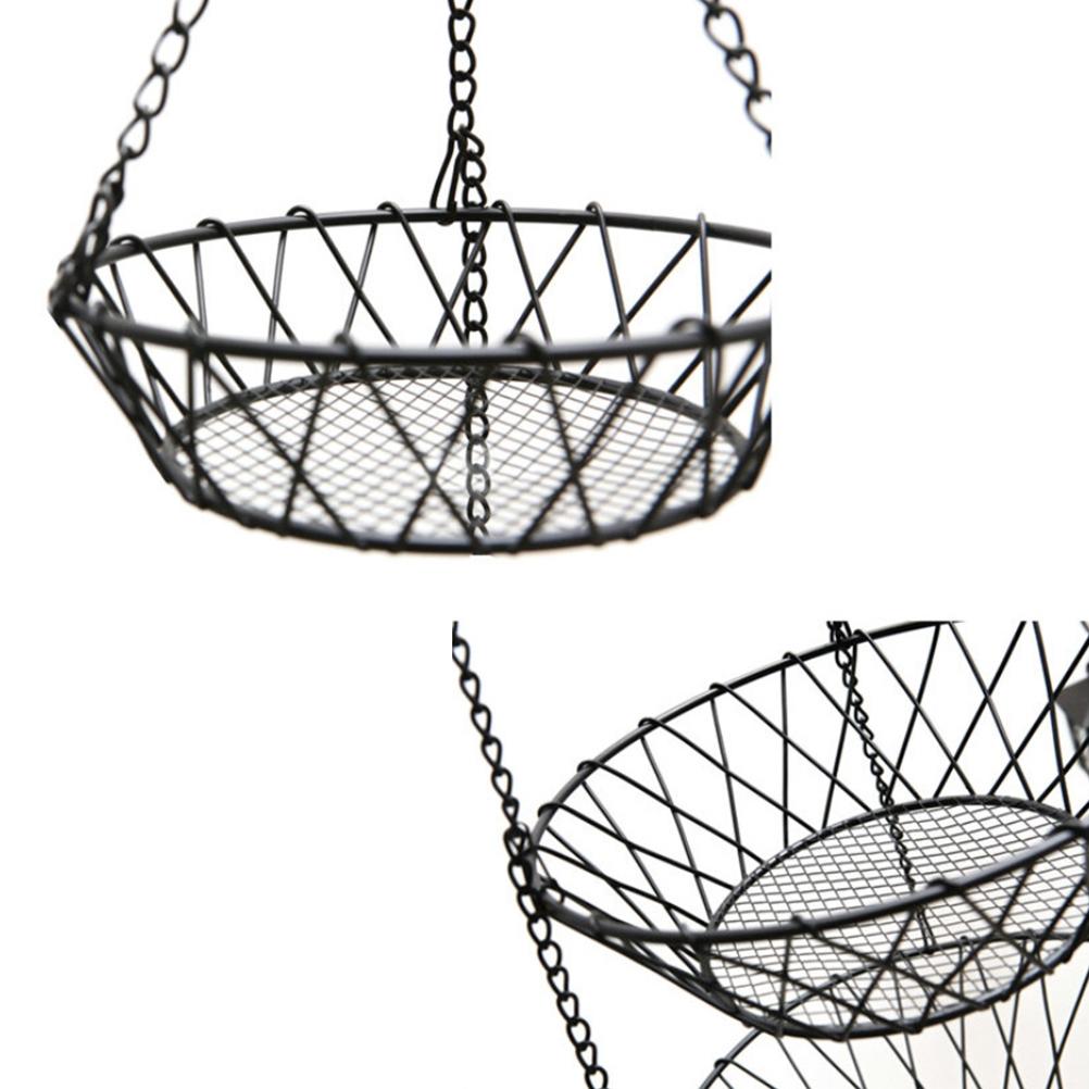 3 Tier Wire Hanging Fruit Basket Home Kitchen Metal Vegetable Storage Organizer Basket 3-Layer Baskets Bowl Holder Rack Stand