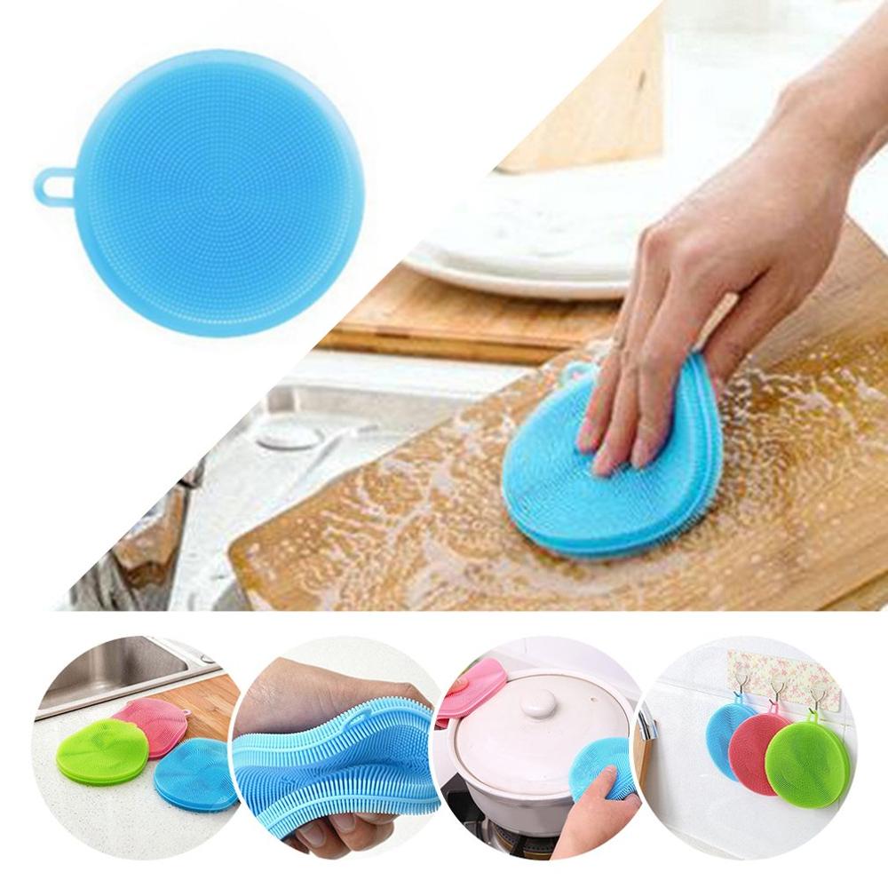 Siliconen Spons Afwas Keuken Scrubber Food-Grade Gerechten Multipurpose Sponzen Non Stick Schoonmaken Keuken Borstel: blue