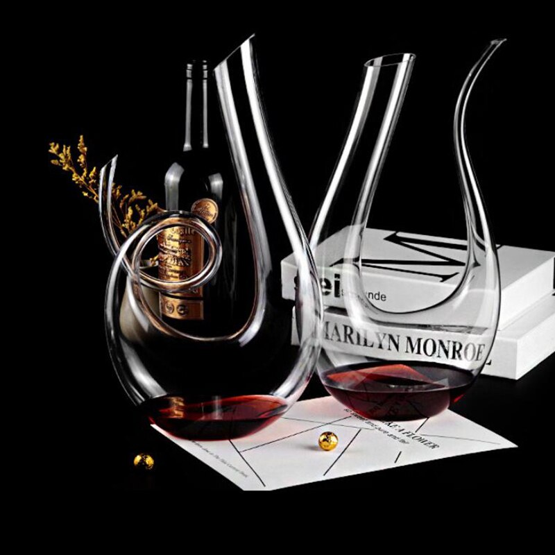 1000/1200ml Wine Decanter Spiral 6-shaped Swan Shaped Wine Carafe Clear Hand Blown Leadfree Crystal Wine Separator