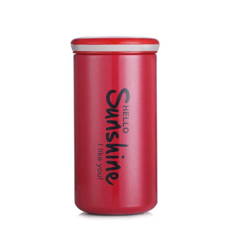 350ml termokander kaffekrus kop rustfri stål vakuumkolber rejse termisk isoleret vandflaske tumbler thermo cafe: Rød