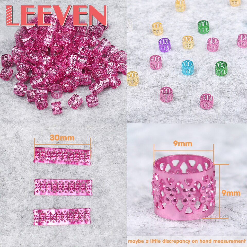 200 unids/lote de cuentas para rastas, , Micro anillo de agujero trenzado, Color rojo, dorado, plateado, mezclado, para el pelo, anillos para rastas