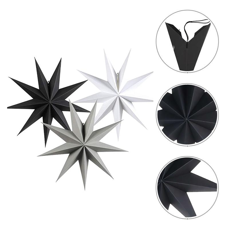 3Pcs Origami Lamp Shades Nine-Pointed Star Paper Folding Lamp Shades Origami Star Origami Star Nine-Angle Lampshade