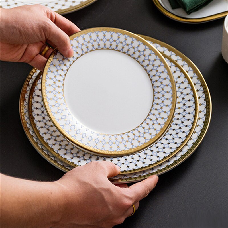 Porcelain Dinnerware Set Ceramic Dinner Plate Ceramic Plate Western Steak Plate Dishes scratch-resistant pendulum Fruit plate