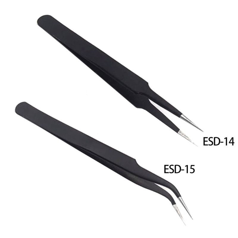 5 stuks koolstofstalen, hoge precisie, zwarte handwerkklem, gebogen pincet, doe-het-zelf-kniptang, esd -15/, esd -14