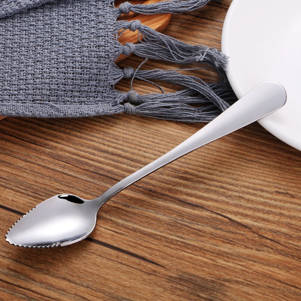 Kitchen bar restaurant special spoon 2/4PC thick stainless steel grapefruit spoon dessert spoon serrated edge L0422