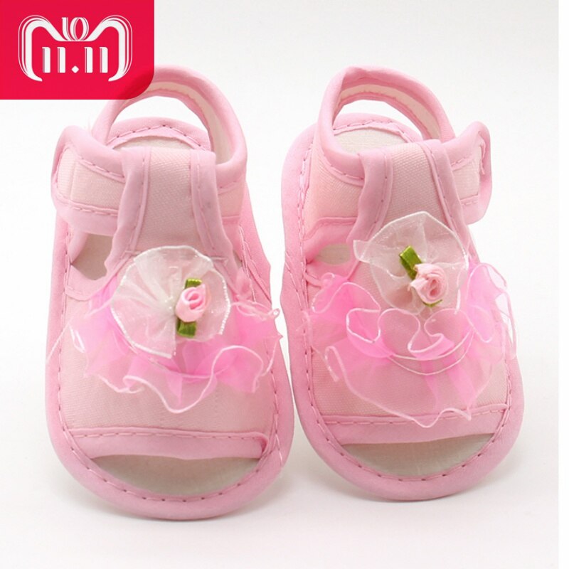 Baby Girl Lace Flowers Sandals Cotton Fabric Female Sandals Girl Summer Shoes Flowers Sandals