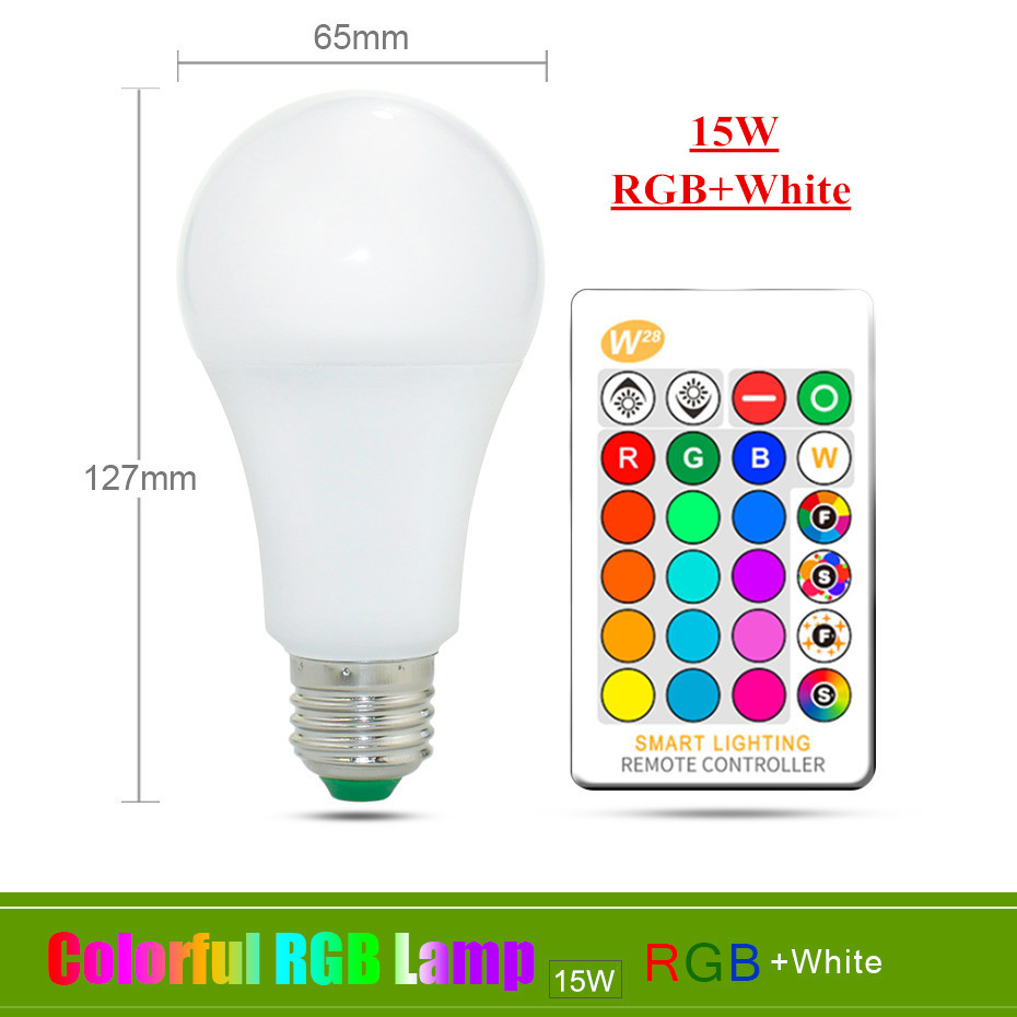 E27 E14 LED Lamp RGB Lamp AC85-265V 3 W 5 W 10 W 15 W RGBW RGBWW Dimbare RGB LED spot Gloeilamp 16 Kleuren met IR Afstandsbediening: E27 15W RGBW