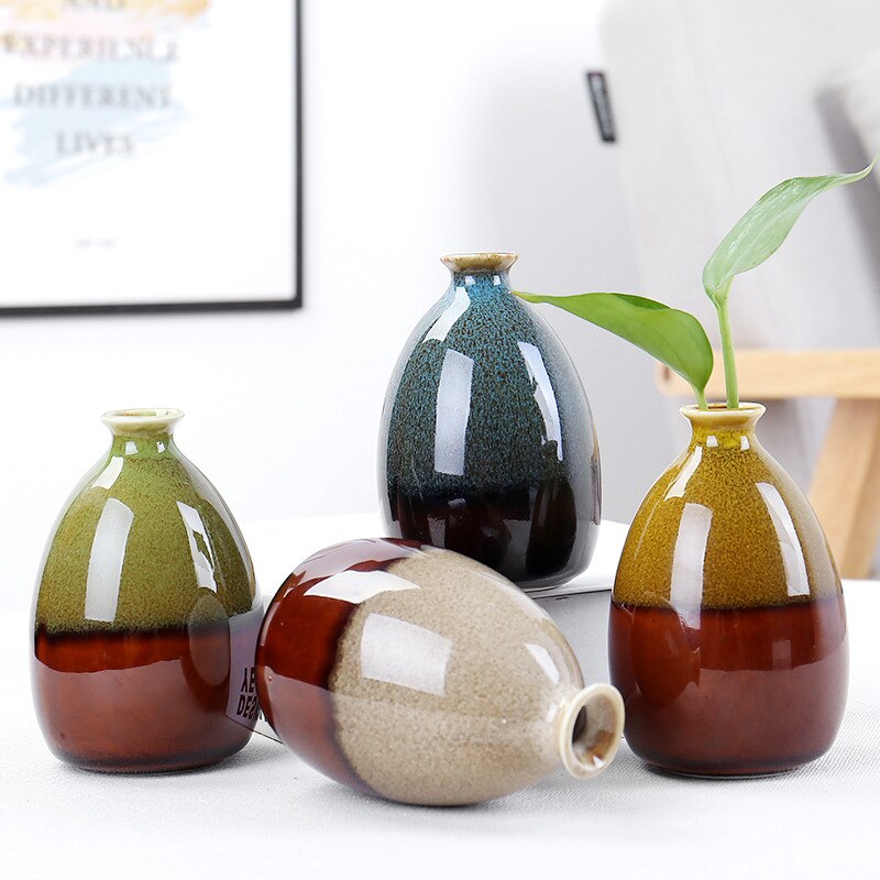 Vases à fleurs modernes pour la maison vase en céramique décoration fleur glaçure fleur accessoires pour la maison ornements artisanaux en céramique plante verte