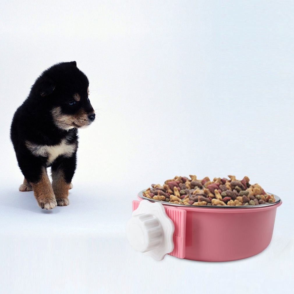 Roestvrij staal kan worden bevestigd hangende voerbak voor huisdieren aan de kooi een accessoire voor hondenbenodigdheden voer- en drinkbenodigdheden