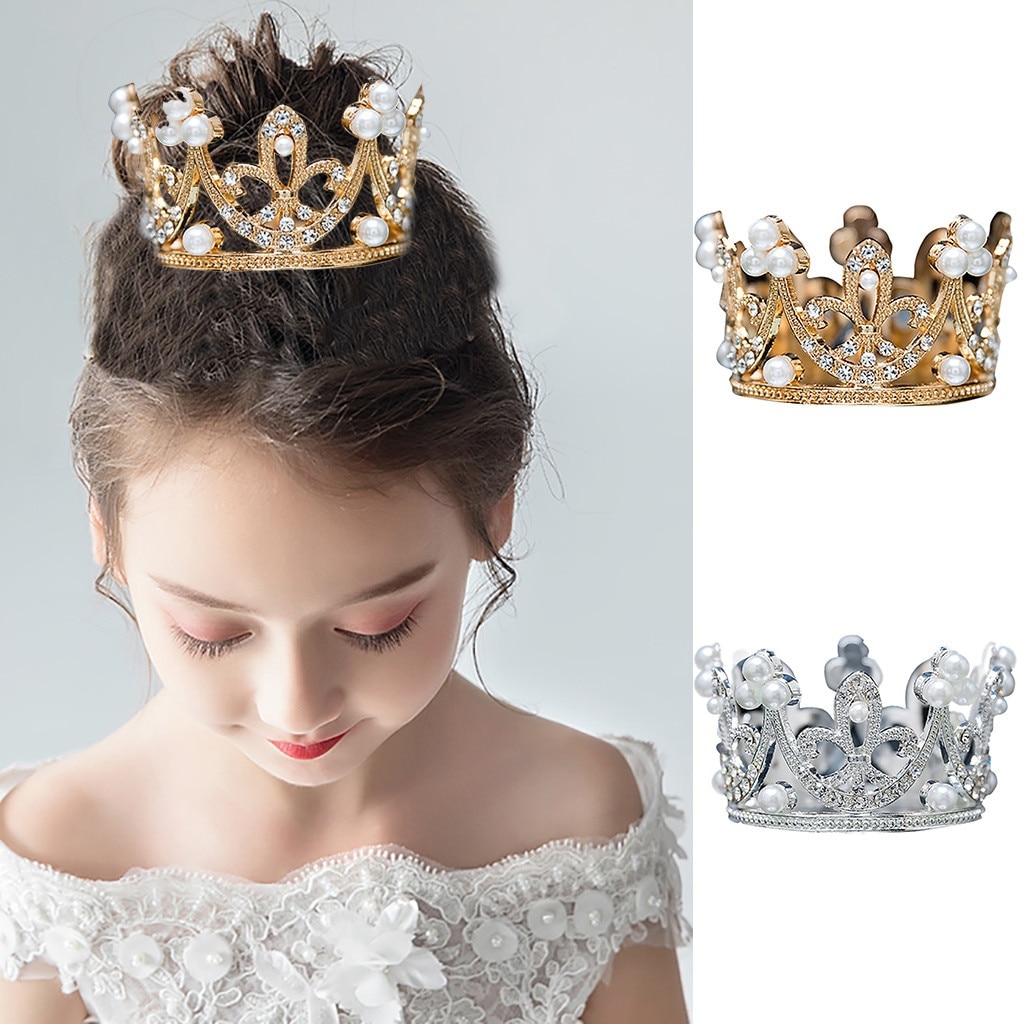 Børn guld sliver hovedbeklædning piger kjole prinsesse hår tilbehør bagning kage krone hovedbeklædning børn pandebånd til børn