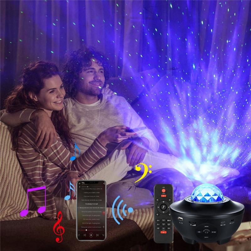 Kleurrijke Galaxy Sterrenhemel Projector Licht Usb Blueteeth Voice Control Muziekspeler Led Nachtlampje Romantische Projectielamp