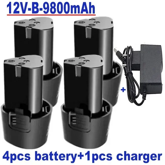 Destornillador eléctrico tipo B 100% Original, batería de carga universal, taladro eléctrico, batería de iones de litio, 12V, 9800mAh: other