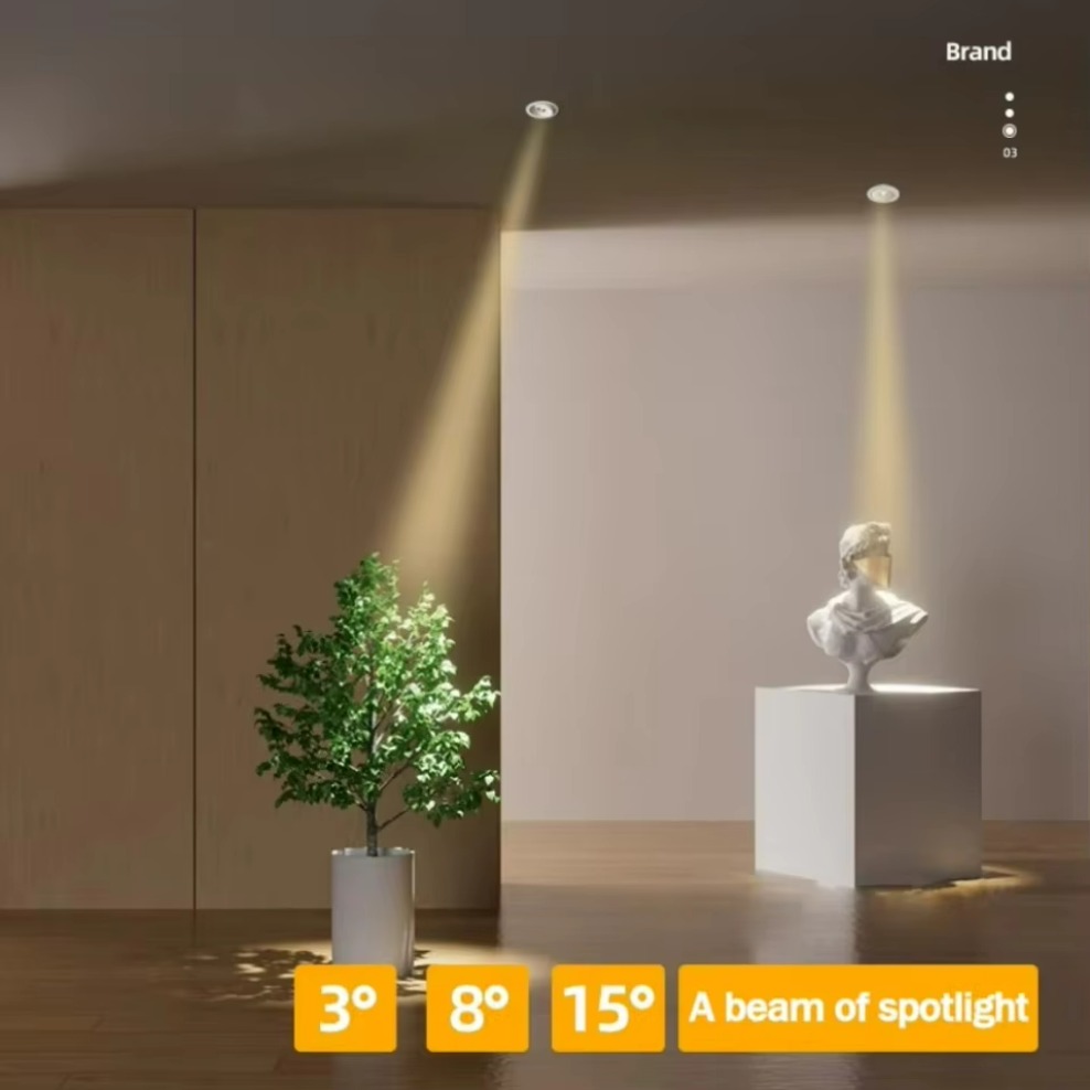 LED-Strahler, eingebettet, 5 W, 7 W, 9 W, kleiner Abstrahlwinkel 3 ° 8 ° 15 ° Grad Decke für Heimat Bild Kunst Museum Scheinwerfer