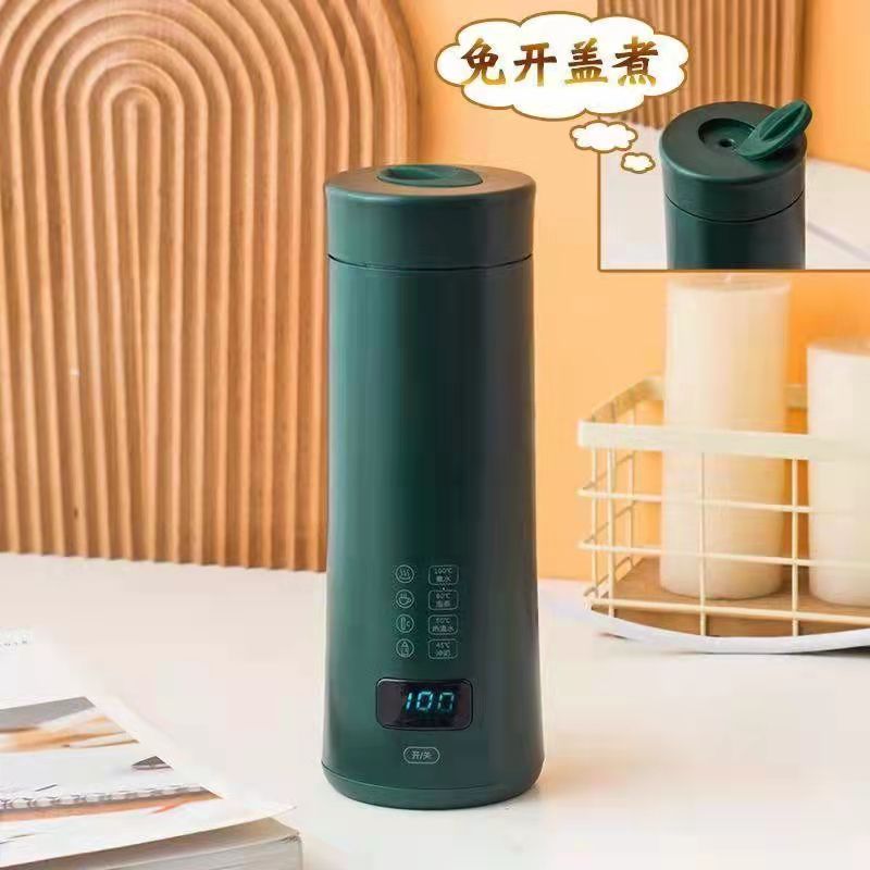 110-240V Elektrische Water Cupsmall Draagbare Waterkoker Reizen Verwarming Smart Isolatie Artefact Mini Gezondheid Cup: Green smart style