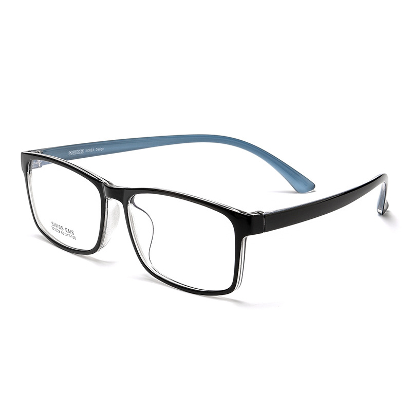 Gafas con de cara ancha TR90 para hombre, lentes ópticas de estilo cuadrado para miopía e hipermetropía, 60mm: Rojo