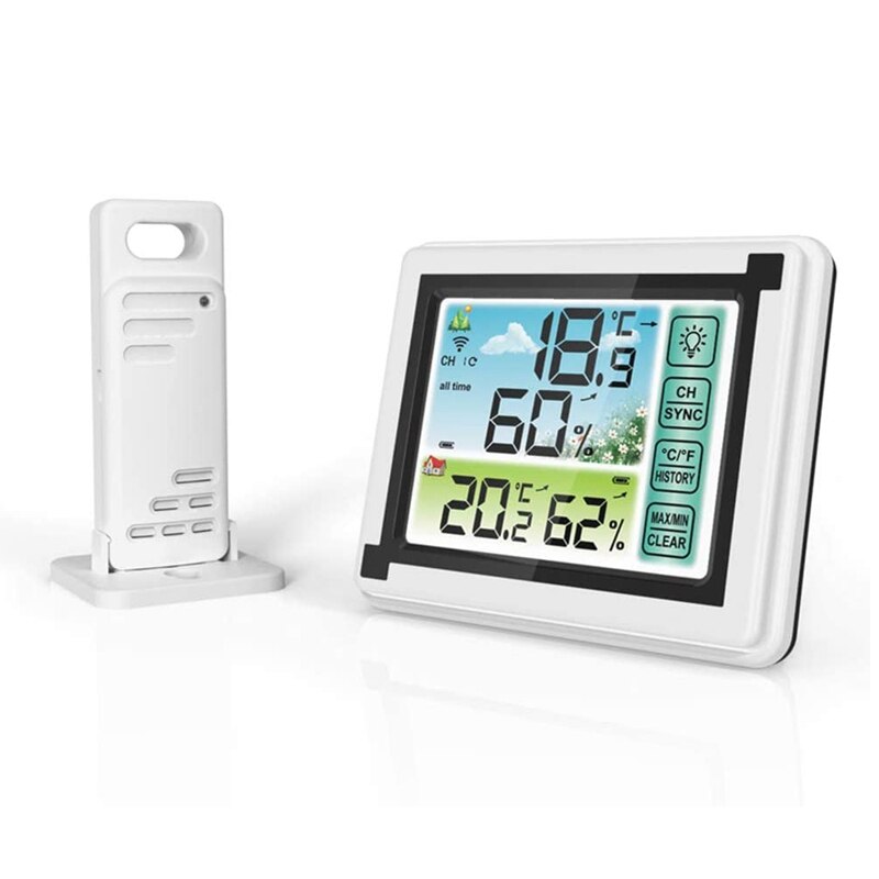 Draadloze Weerstation Indoor Outdoor Thermometer Met Sensor, Digitale Temperatuur Vochtigheid Monitor Met Lcd Backlight