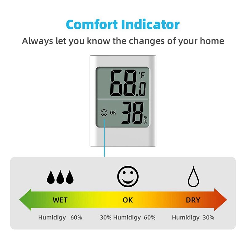 Humidity Gauge Indoor Thermometer Digital Hygrometer Battery Powered Thermometer And Humidity Gauge