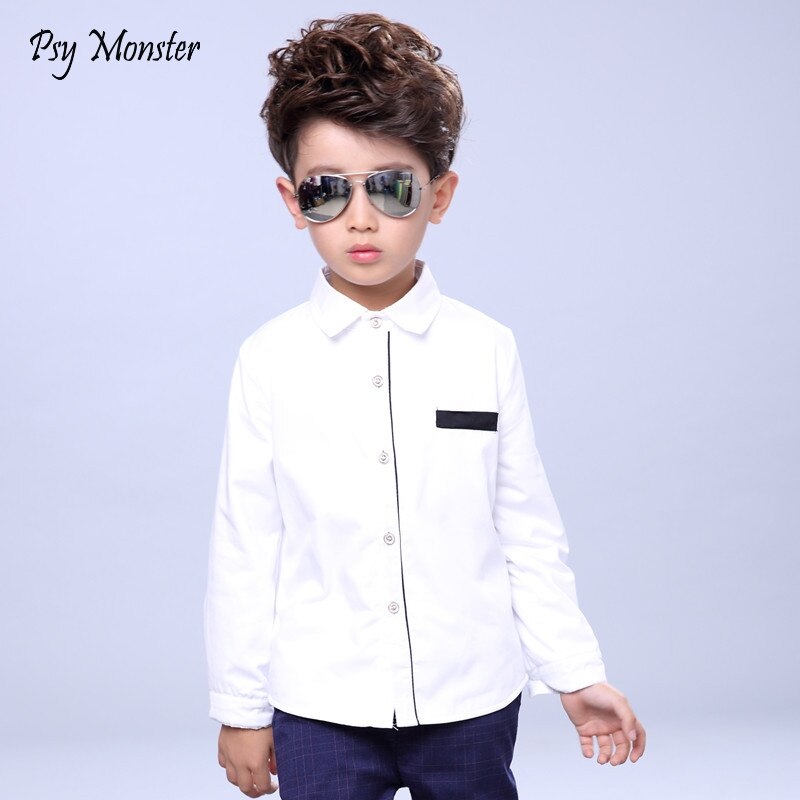 Witte Shirts Voor Jongens Schooluniform Lente Kids Formele Shirts Katoen Kinderen Kleding Jongens Tiener Wedding Shirt S26