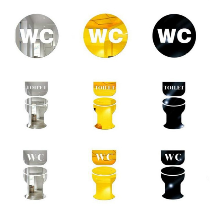 1pc WC Toilet Bathroom Door Wall Sticker Acrylic D... Grandado