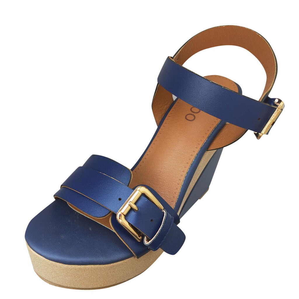 Zomer Sandalen Peep Toe Sleehak T-Strap Comfort Romeinse Hoge Hee Schoenen Toenemende Platform Schoenen Vrouwen Plus maat 43: Blue  / 43