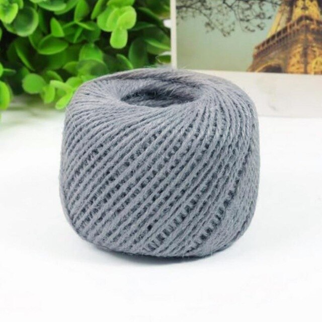 30M/Roll Natural Burlap Hessian Jute Twine Cord Hemp Rope Party Valentine Wrapping Cords Thread DIY Packaging Supplies: gray