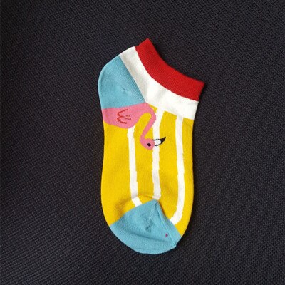 5pairs/lot Cotton Flamingo Socks Women Colorful Harajuku Funny Flamingo Women Kawaii Happy Comfortable Motion Sock: 5 / US5.5-7.5