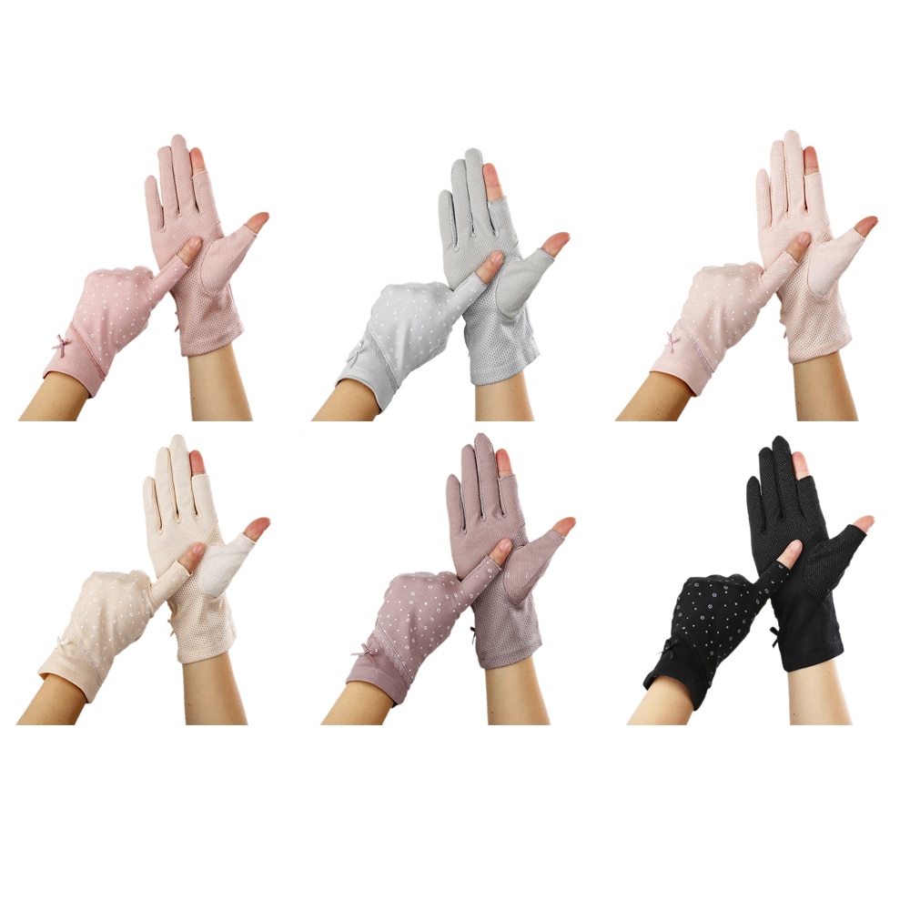 Guantes sin dedos para conducir para mujer, guantes de protección solar elásticos para verano y primavera, guantes Anti-Uv antideslizantes, mitones transpirables