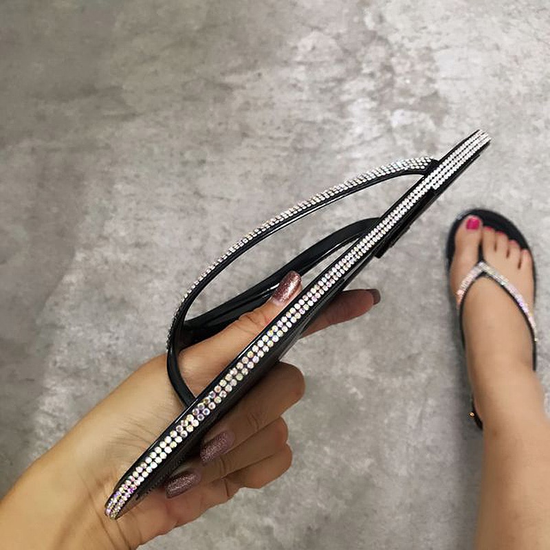 Exclusieve Strass Slippers vrouwen Mode Bling Gekleurde Diamant Sandalen Platte Bodem Klassieke Vrouwelijke Zomer Slippers