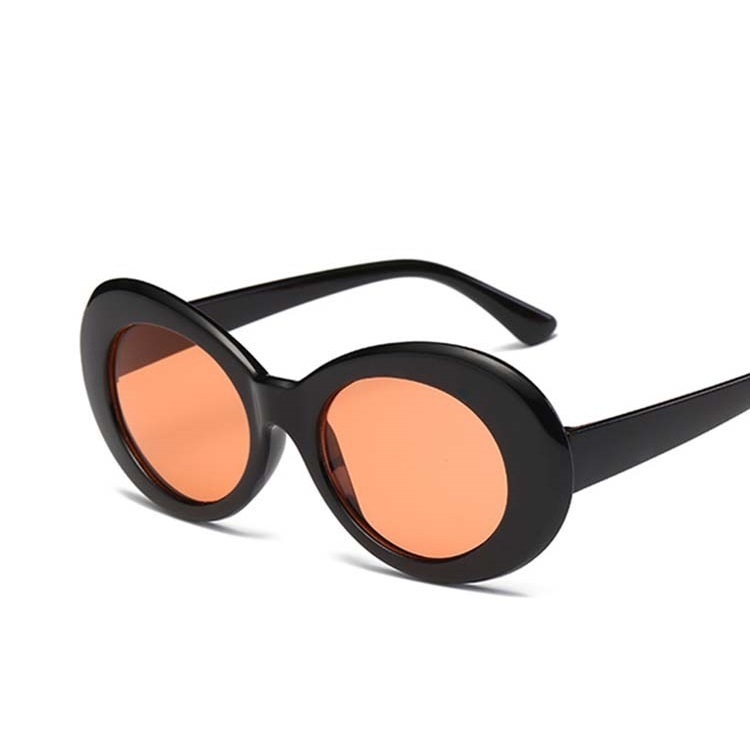 Mærke vintage ovale solbriller kvinder retro klare linse briller runde solbriller til kvindelige damer oculos de sol: Sort gul