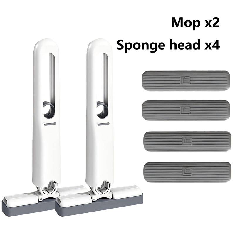 Powerful Squeeze Mini Mop Folding Home Cleaning Mops With Sponge Self-squeezing Floor Washing Mops Desk Window Car Clean Tools: Brown