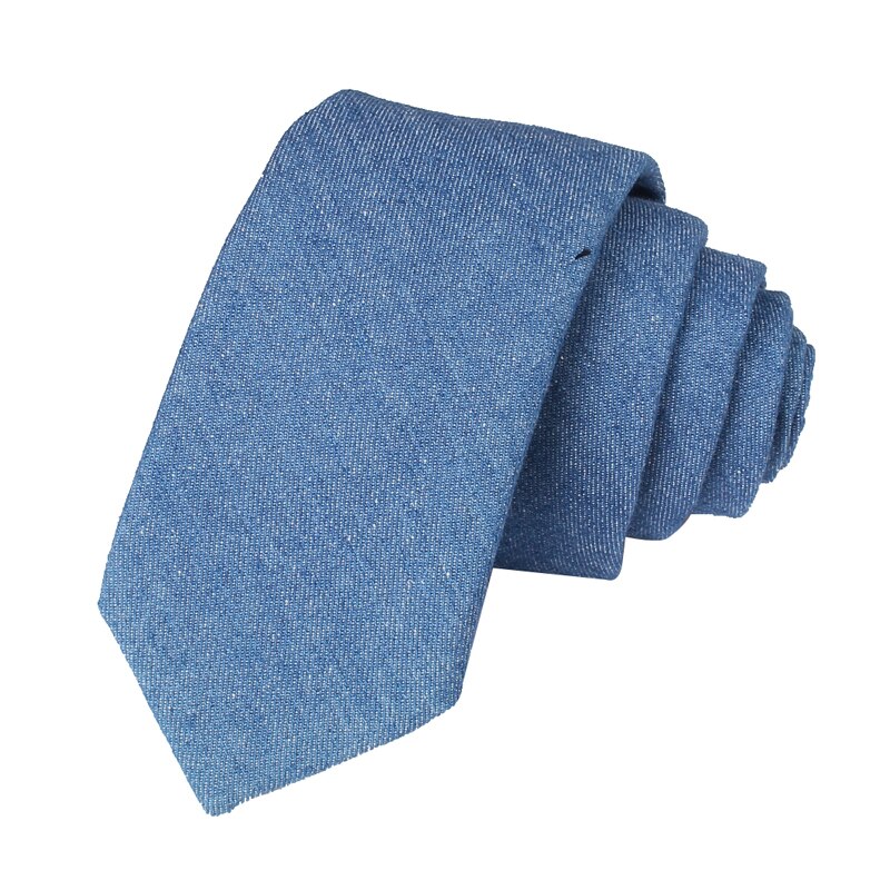 Jeans Neck Ties For Men 6cm Skinny Denim Cotton Ties Casual Solid Necktie Plaid Narrow Gravata Business Suits Tie