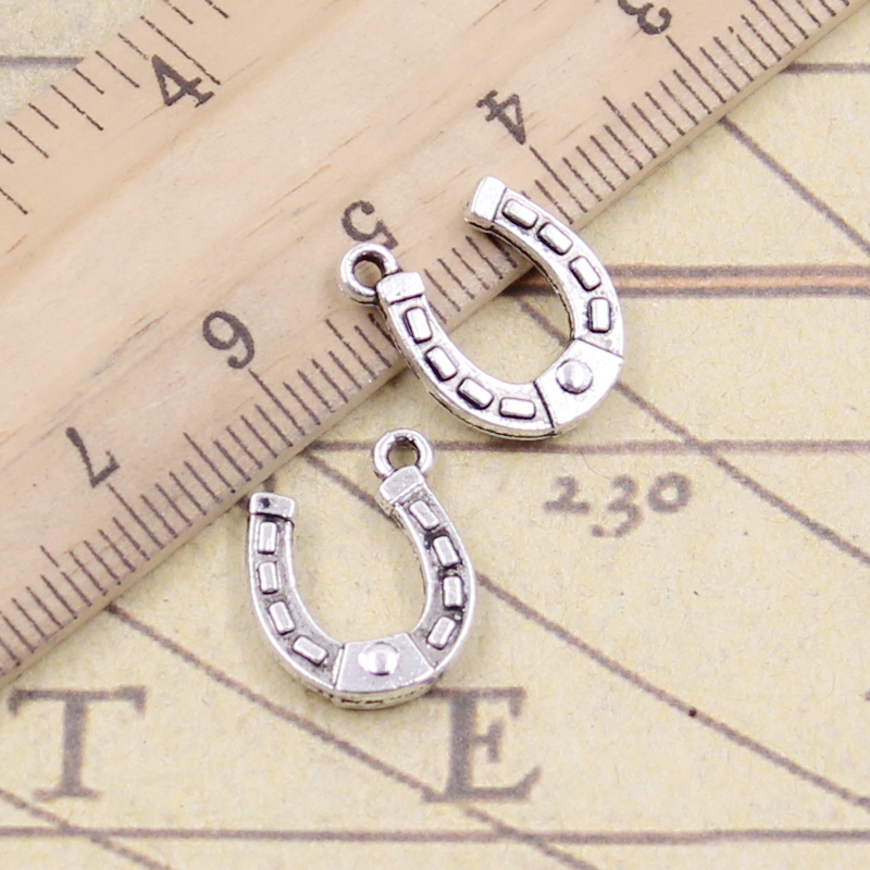 20Pcs Charms Lucky Horseshoe Paard 15X12Mm Tibetaanse Brons Zilver Kleur Hangers Antieke Sieraden Maken Diy Handgemaakte craft: Antique Silver Plated