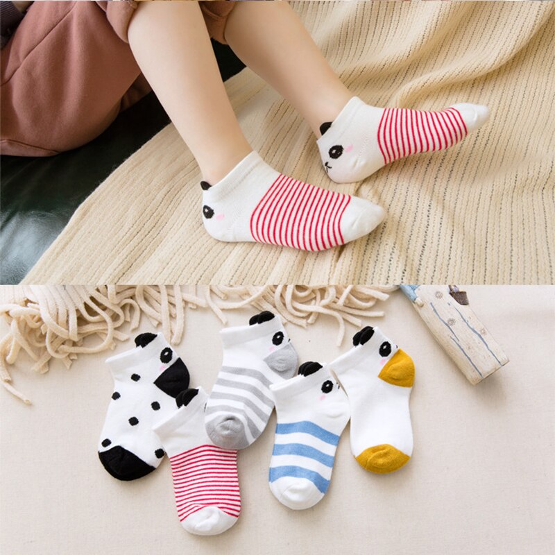 5 paia/lotto calzini per bambini autunno inverno calzini in cotone ragazze Short Sox 1-12 anni cuore bambini ragazzo calzini traspiranti calzini da pavimento: Bear / 9 to 12 Yrs