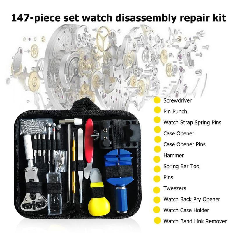 147pcs/set Watch Repair Tool Kit Watch Case Opener Link Remover Screwdriver Repair Tools Kit Watchmaker Tools
