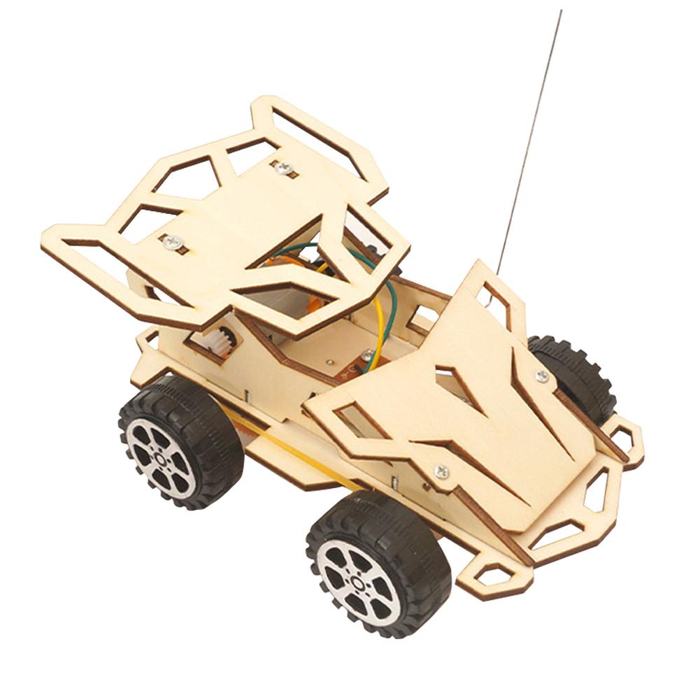 DIY RC Racing Car Model Remote Control Vehicle Materials Science Technology Early Educational Toys Wooden DIY Assembled Toys