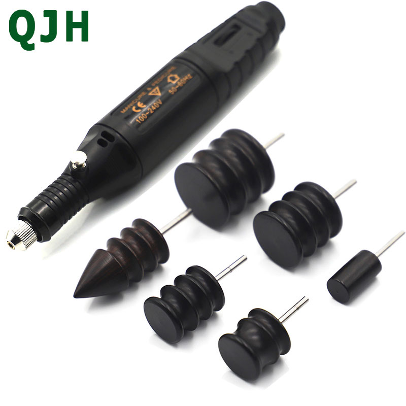 DIY Leather Grinding Tools Mini Portable Drill Versatile Polishing Machine Bits Tools Kit Purple Sandalwood Grinding Head Suit