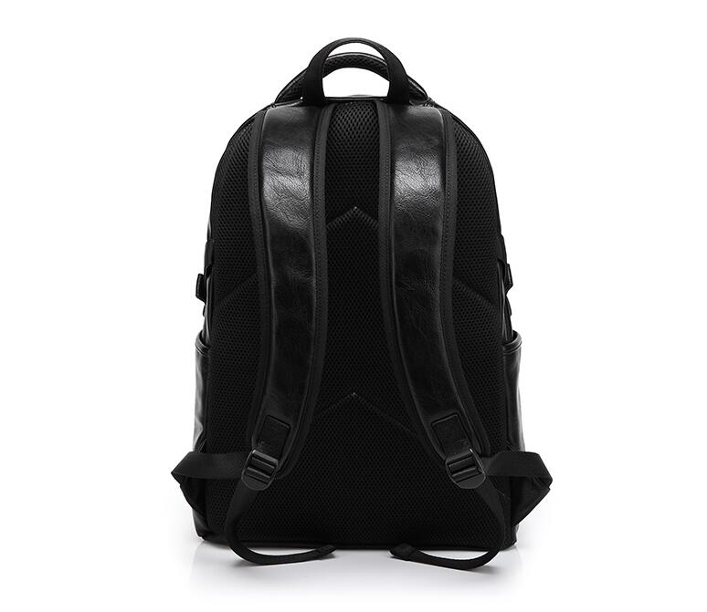 15 inch Men Leather Laptop Backpack Black Waterproof School Bag Luxury Large Capacity Travel Backpack