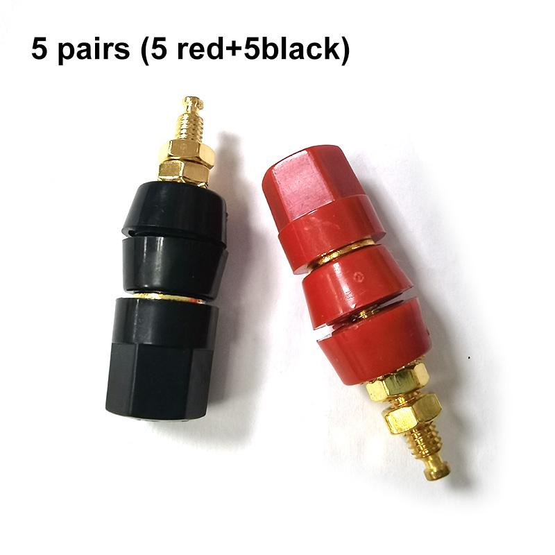 Conector Banana para amplificador, clavija para clavija, conectores de bricolaje, color rojo y negro, poste de encuadernación para altavoz, 1 a 5 unidades: Multicolor