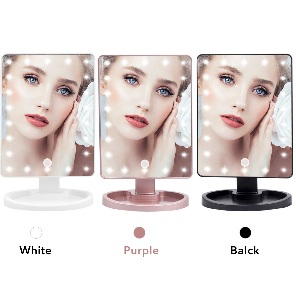 Adjustable 1X 10X Magnifier LED Light Makeup Mirror Touch Screen Desktop Countertop Bright USB Cable Battery Use Beauty Mirror