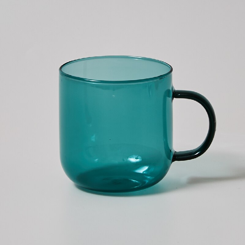 Varmebestandigt glas farverige kaffeglas med hank husholdningsmælk morgenmad kop nordisk moderne krus drikkeglas: Sø grønt krus