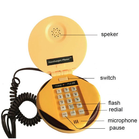 Voor kinderen Mode vaste Hamburger mini huis geel Snoer wired telefoons voor thuis vaste Bureau vaste Telefoon kids vrouwen